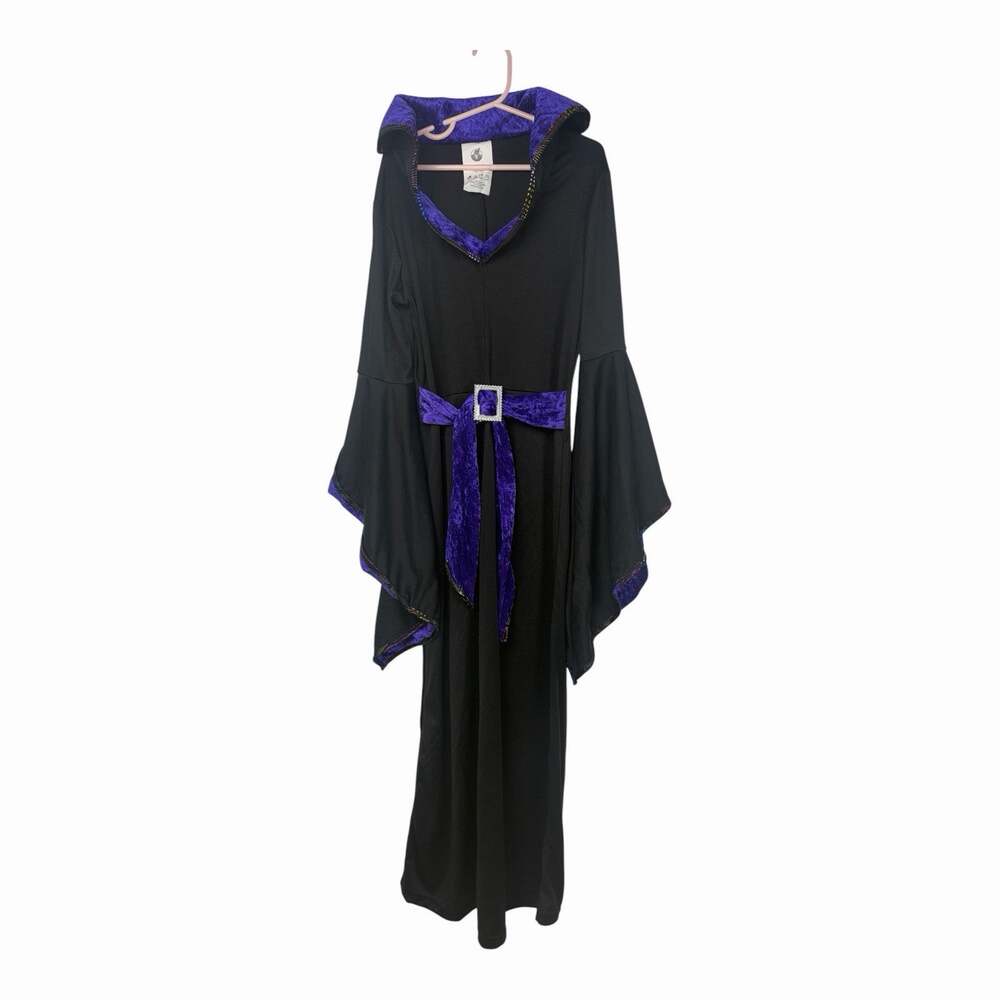 Spirit Halloween Girls Witch Costume Medium 8-10 Black Purple Hooded Dress